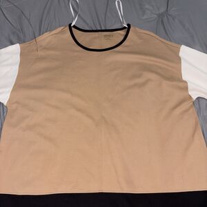 Jones New York Women's Brown 3/4 Dolman Sleeve Seam Detail Tunic Top Size 2X